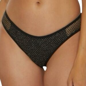 BECCA Black Mesh High Cut Bikini Bottom Large